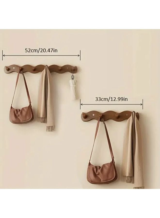 حامل المعاطف البني الفاتح المثبت على الحائط مع 6 خطافات، منظف تخزين خشبي على الطراز البوهيمي - Image 5