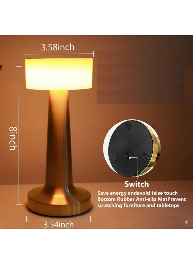 ETRONIK مصباح طاولة LED على شكل دمبل محمول لاسلكي قابل لإعادة الشحن مع إضاءة ليلية قابلة للتعتيم على 3 مستويات لديكور غرفة النوم وغرفة المعيشة والمطعم والبار والمقهى باللون الذهبي الوردي - Image 4