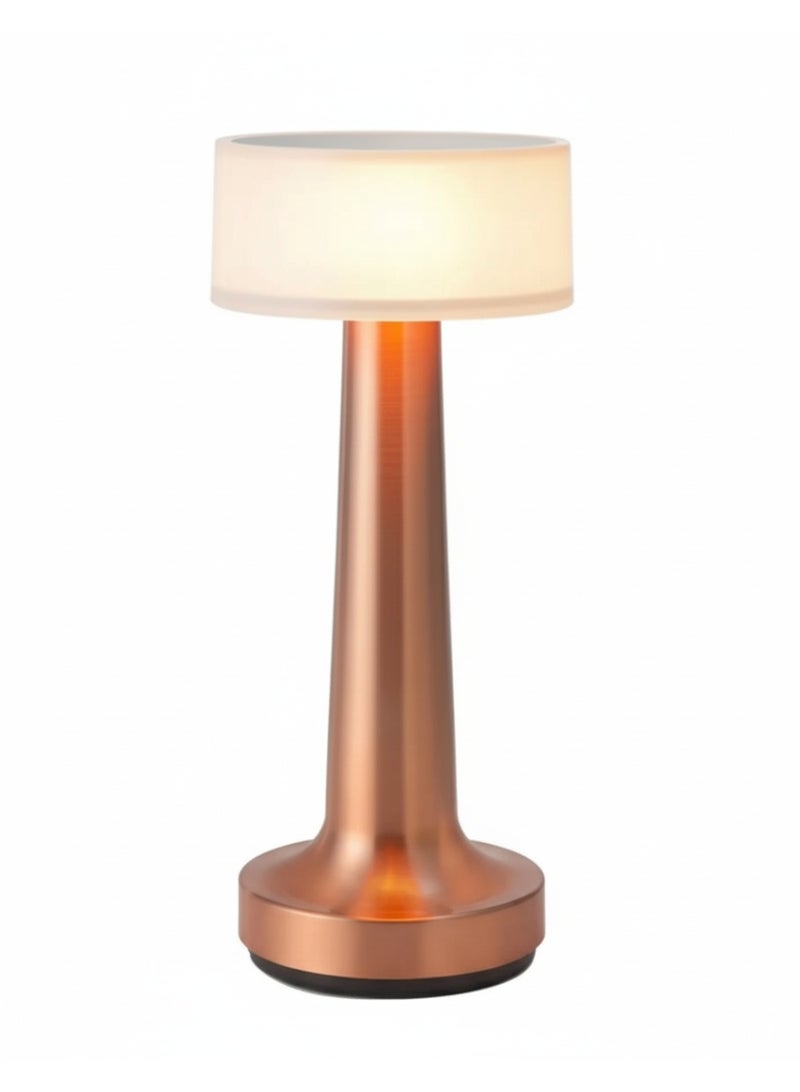 ETRONIK مصباح طاولة LED على شكل دمبل محمول لاسلكي قابل لإعادة الشحن مع إضاءة ليلية قابلة للتعتيم على 3 مستويات لديكور غرفة النوم وغرفة المعيشة والمطعم والبار والمقهى باللون الذهبي الوردي - Image 1