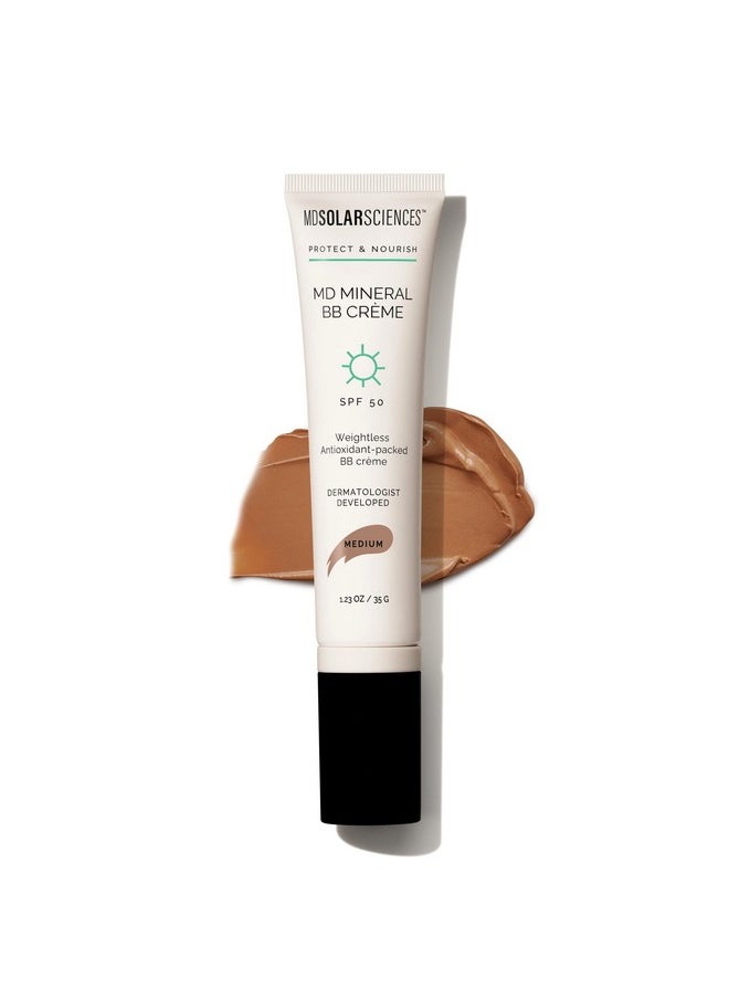 MDSolarSciences - Md Mineral Bb Crème Spf 50 Beauty Balm Sunscreen For Face Vegan Broad Spectrum Uv Protection Blendable Tinted Cream Smooth Natural Matte Finish Medium 1.23 Oz - Image 1
