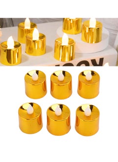 KASTWAVE Flameless Candles Set, 12 Pack Gold LED Votive Tea Lights, Battery Operated Gold Glitter Flickering Fake Candles, LED Electronic Candle Lamp for Wedding Birthday Party Home Decor  - Image 1