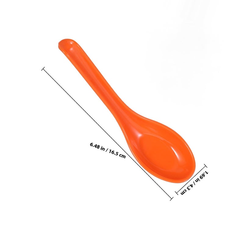 6Pcs Orange Melamine Soup Spoons with Hook Long Handle Kitchen Ladles - Image 3