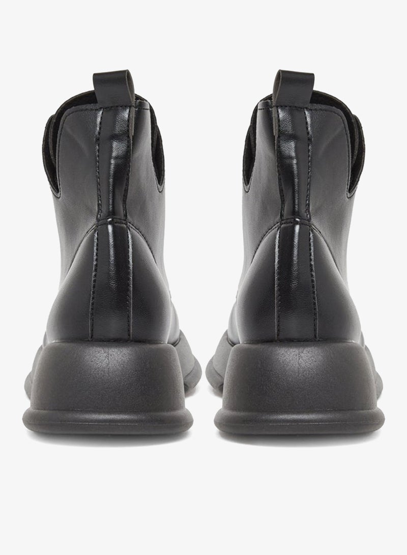 Take Two Women Black Lace-Up Chunky Heel Ankle Boots - Image 4