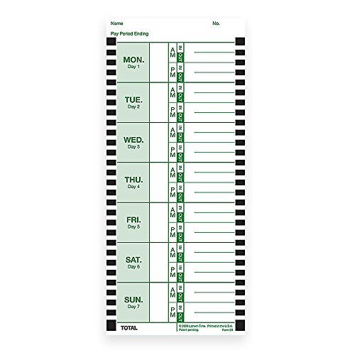 Lathem E8-100 Weekly Time Cards, Thermal Print - Pack of 100 Cards - Image 5