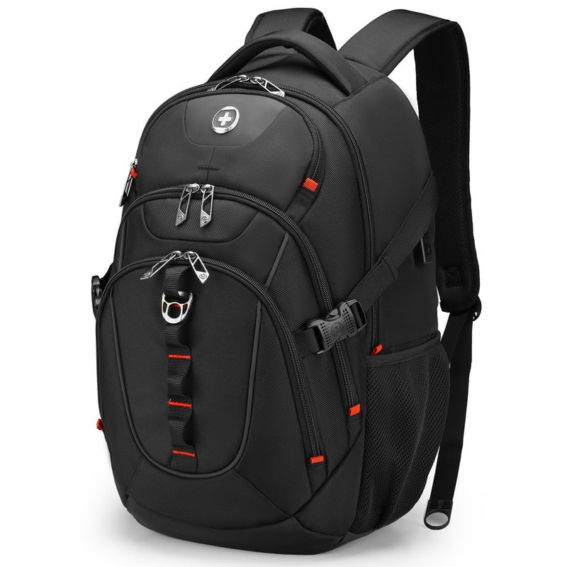 Swissdigital Design Laptop Backpack Travel Backpack with USB Charging Port Fits 156 inches Computer 31L College School Bookbag for Men Black SD80301 - Image 2