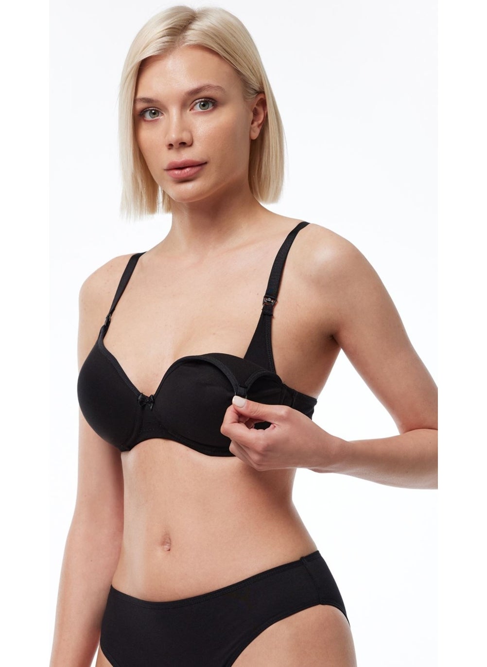 Malabadi - Women's Black Lined Non-wired Cotton Nursing Bra 822 - Image 1