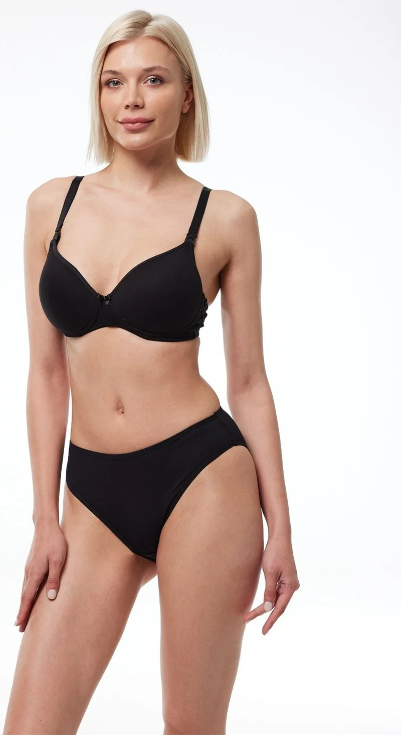 Malabadi Women's Black Lined Non-wired Cotton Nursing Bra 822