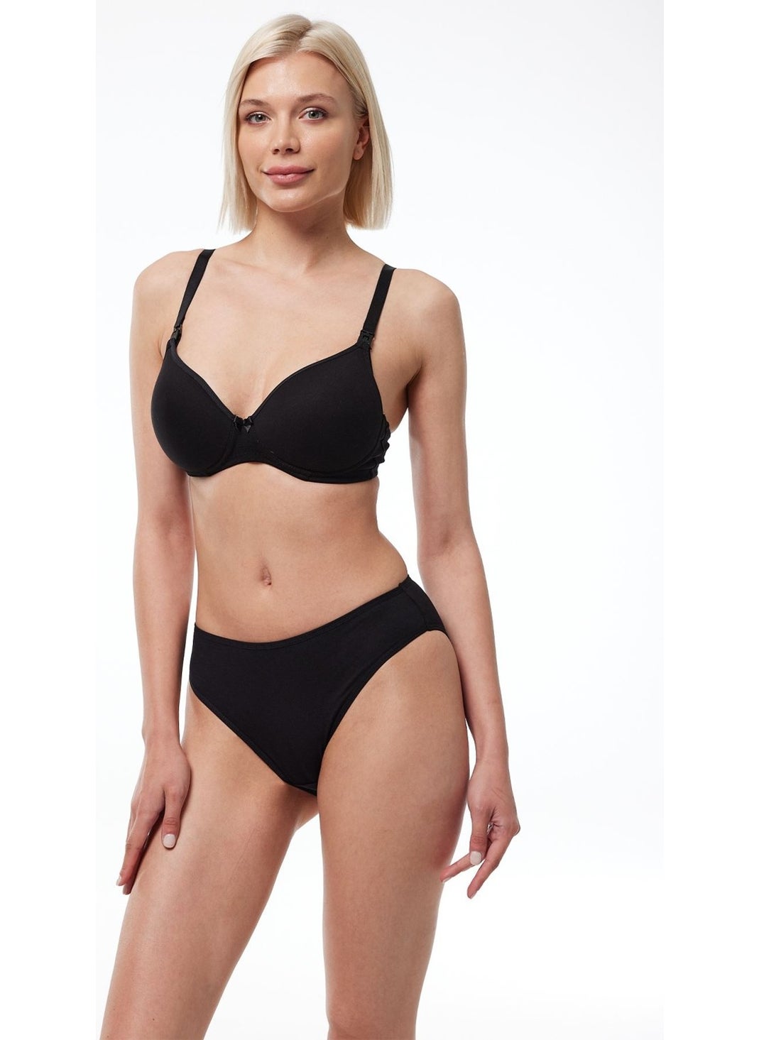 Malabadi - Women's Black Lined Non-wired Cotton Nursing Bra 822 - Image 1