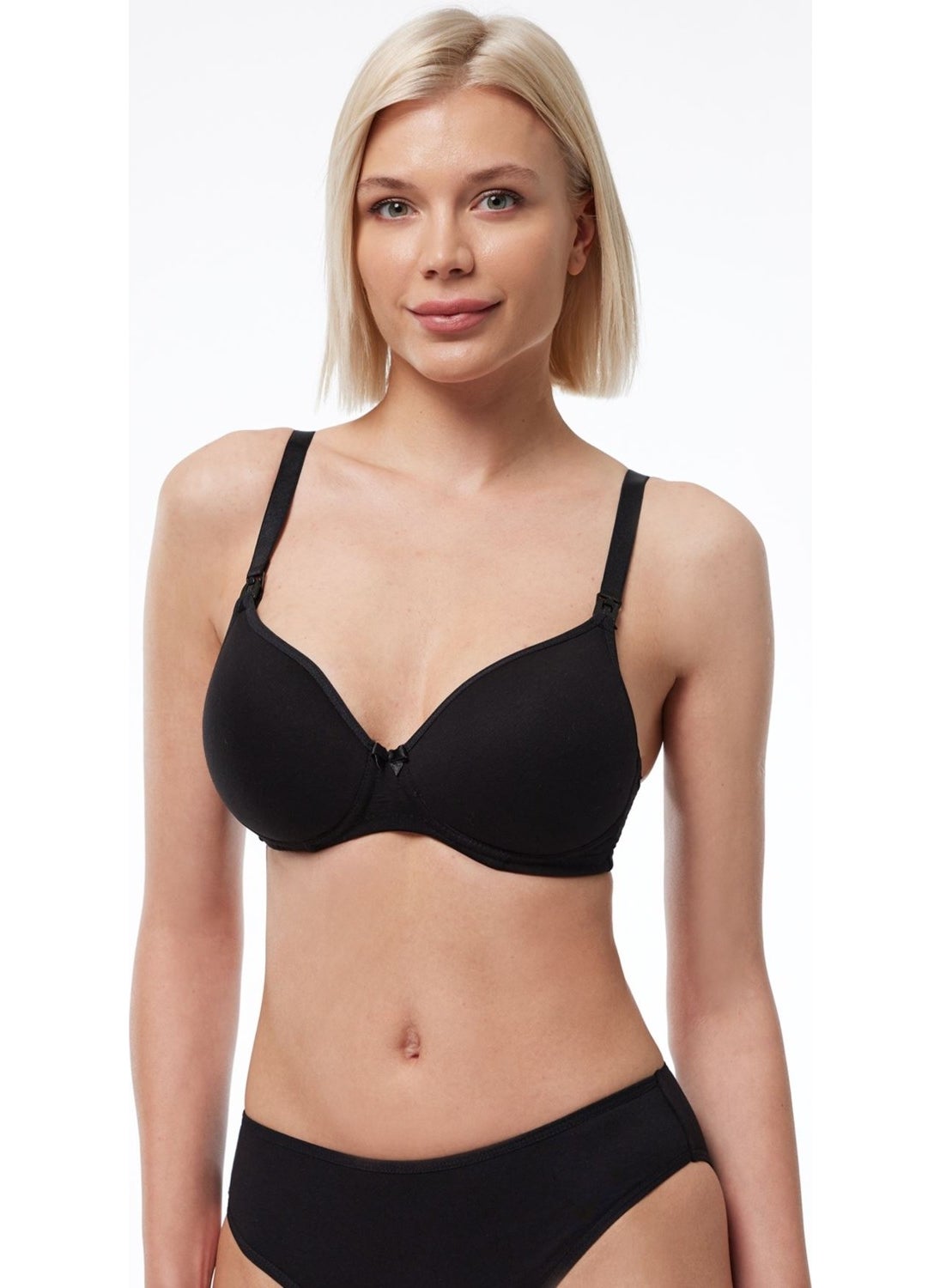 Malabadi - Women's Black Lined Non-wired Cotton Nursing Bra 822 - Image 1