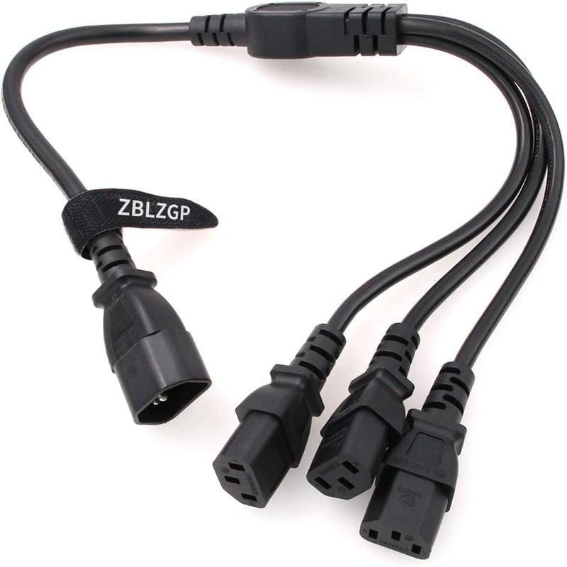 كابل ط��قة من ذكر IEC 320 C14 إلى 4× أنثى C13، كابل من نوع Y من C14 إلى 4× C13 لأجهزة UPS/PDU، 250 فولت/10 أمبير (C14-3xC13 60 سم) - Image 4