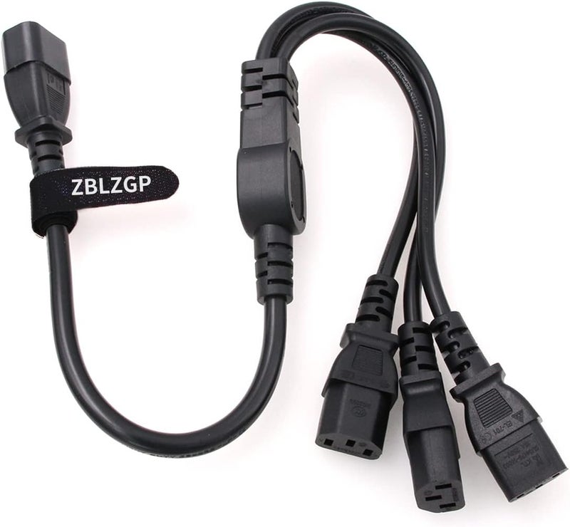 كابل ط��قة من ذكر IEC 320 C14 إلى 4× أنثى C13، كابل من نوع Y من C14 إلى 4× C13 لأجهزة UPS/PDU، 250 فولت/10 أمبير (C14-3xC13 60 سم) - Image 1