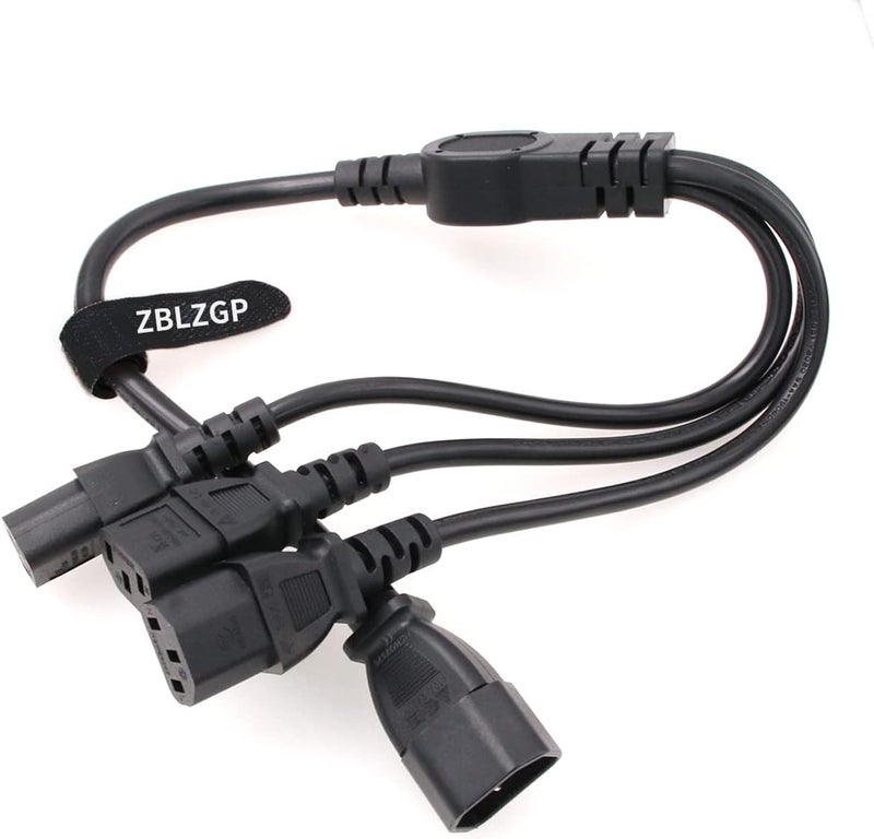 كابل ط��قة من ذكر IEC 320 C14 إلى 4× أنثى C13، كابل من نوع Y من C14 إلى 4× C13 لأجهزة UPS/PDU، 250 فولت/10 أمبير (C14-3xC13 60 سم) - Image 3