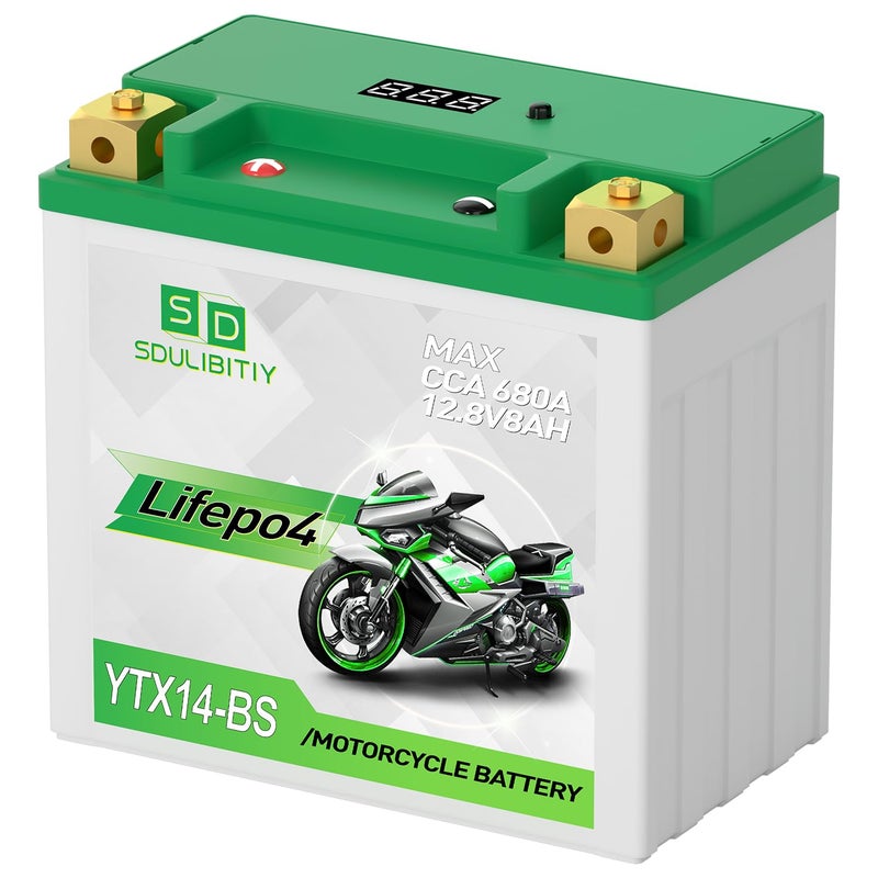 SDULIBITIY Lithium Motorcycle Battery Lifepo4 Ytx14-Bs 12.8V 8Ah 680Cca Powersports Battery For Motorcycle  Compatible Atv  Utv  Jet Ski Generator Battery  4 Wheeler - Image 1