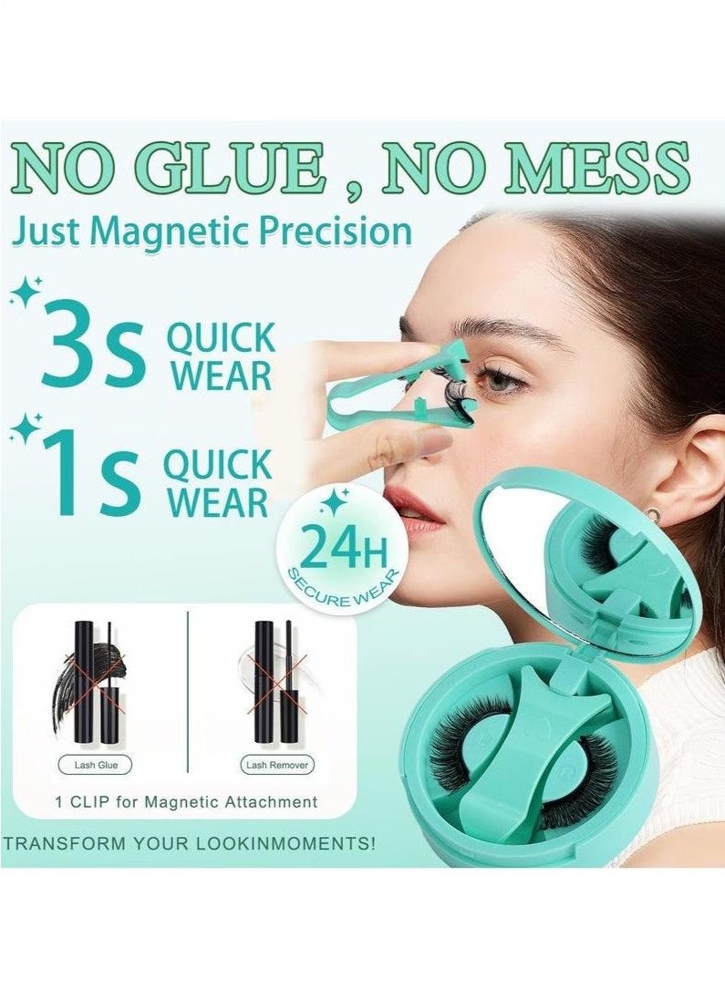 daydayup Magnetic Eyelashes with Lash Clusters Applicator Fluffy Magnetic False Lashes Kit Wispy Reusable Cluster Eyelash Extensions with Magnets No Lashes Glue or Liner Needed(1 Pairs-Dense) - Image 4