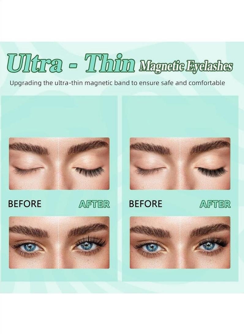 daydayup Magnetic Eyelashes with Lash Clusters Applicator Fluffy Magnetic False Lashes Kit Wispy Reusable Cluster Eyelash Extensions with Magnets No Lashes Glue or Liner Needed(1 Pairs-Dense) - Image 3