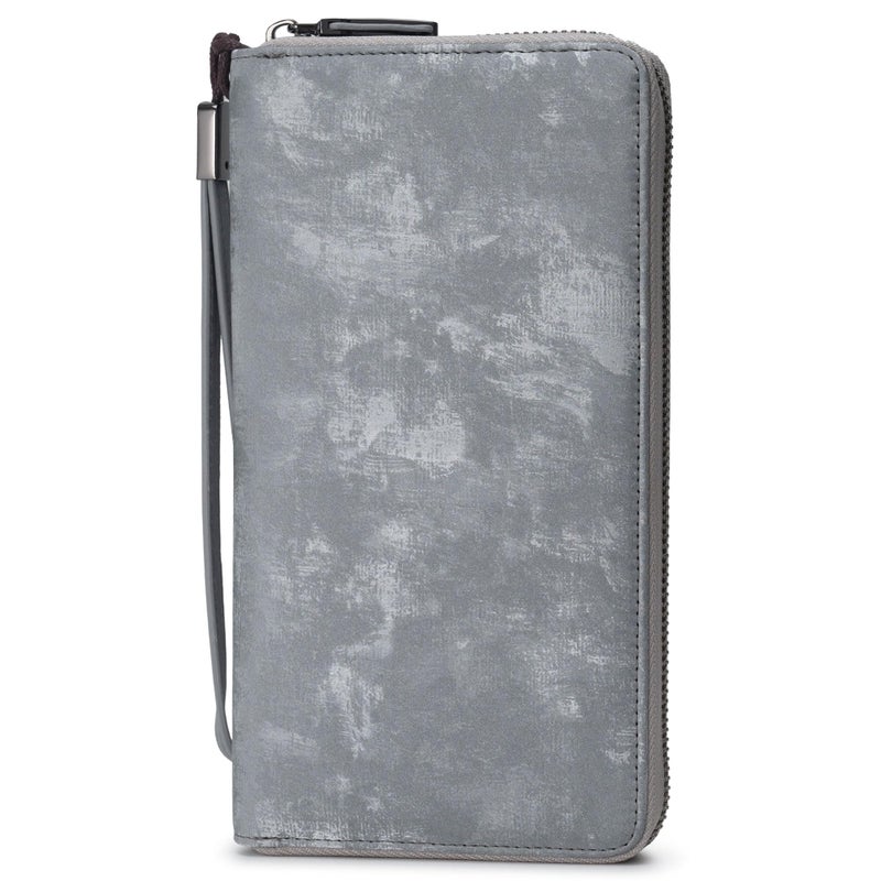 Bveyzi Women RFID Blocking Wallet Leather Zip Around Phone Clutch Large Capacity Ladies Travel Purse Wristlet (Vegan Grey) - Image 5