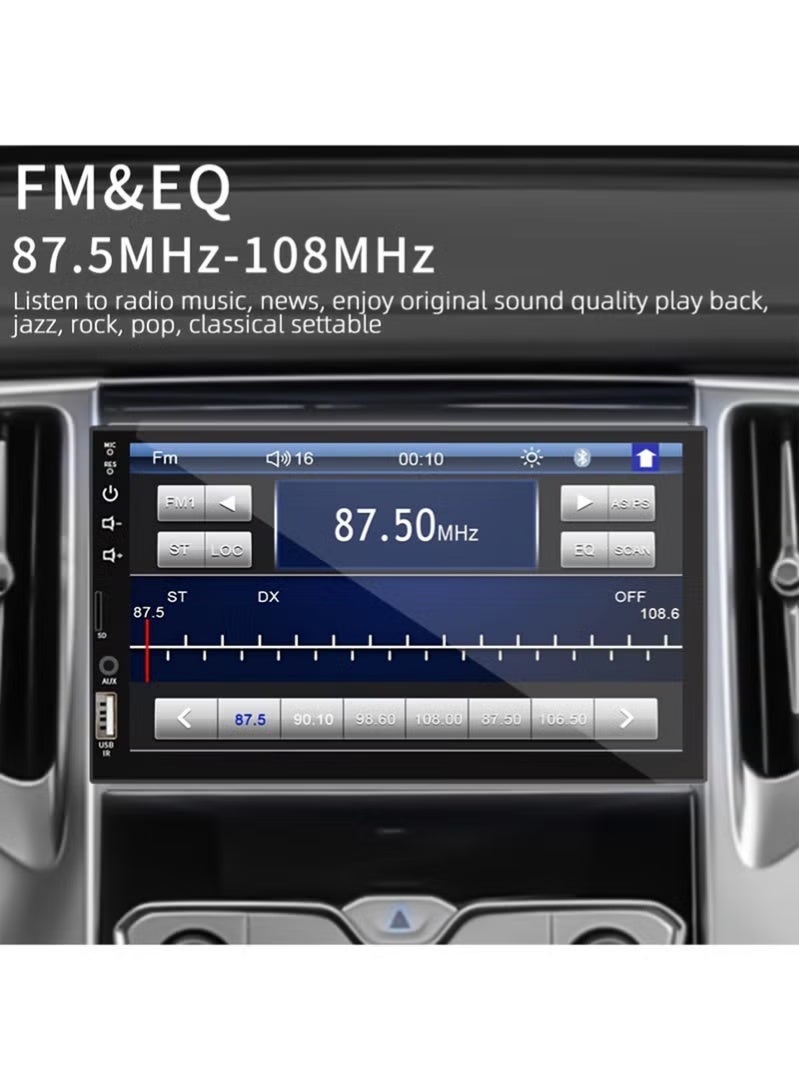 7 Inch Single Din Car Stereo Car MP5 Multimedia Player, HD Touch Screen with Touch Buttons on Leftside, Car Audio Receiver, MP5 Player Support Bluetooth Mirror Link SWC, Car Radio Receiver - Image 5