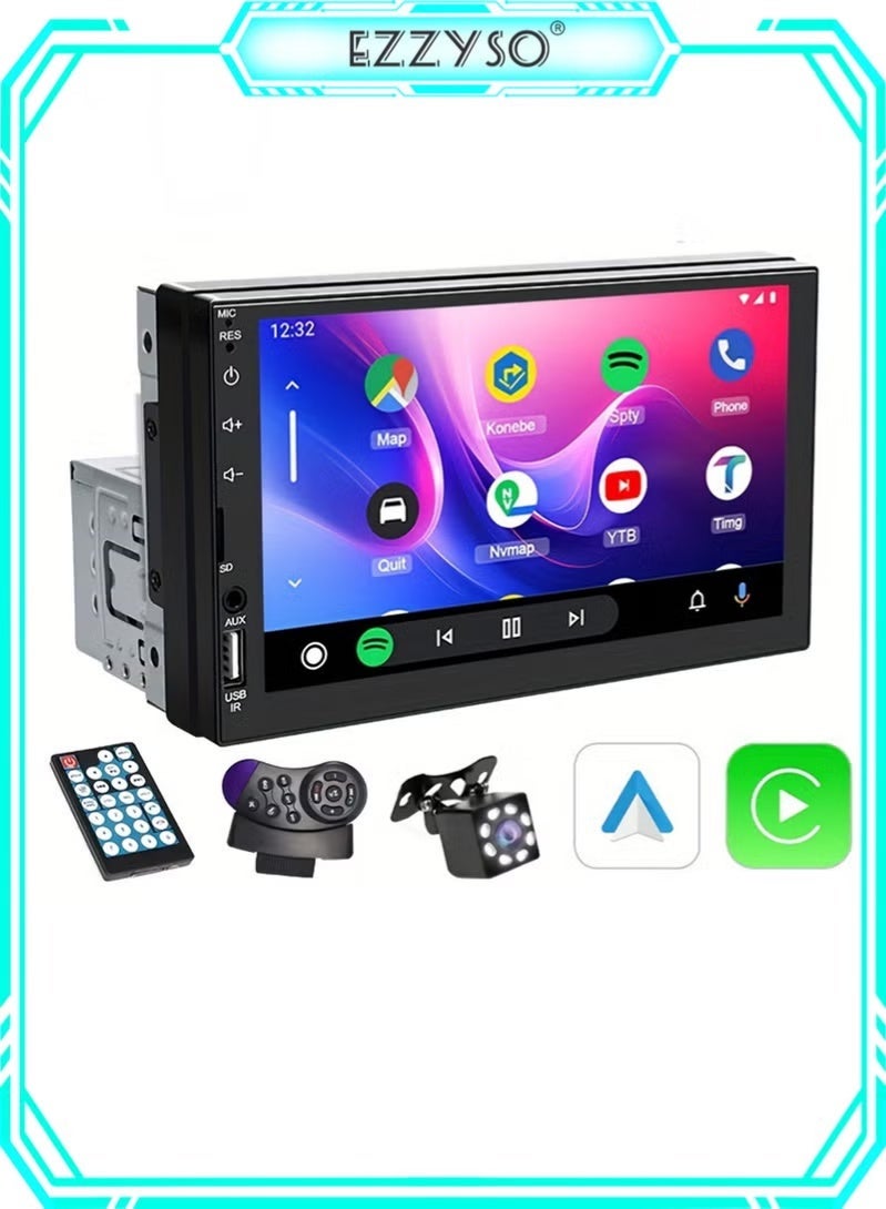 7 Inch Single Din Car Stereo Car MP5 Multimedia Player, HD Touch Screen with Touch Buttons on Leftside, Car Audio Receiver, MP5 Player Support Bluetooth Mirror Link SWC, Car Radio Receiver - Image 1