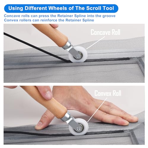 BAYTORY Window Screen Repair Kit, Nylon Roller Tool with Bearing, Spline Removal Hook and 32ft Retainer Spline Replacement for Installing Door Mesh Screens - Image 4