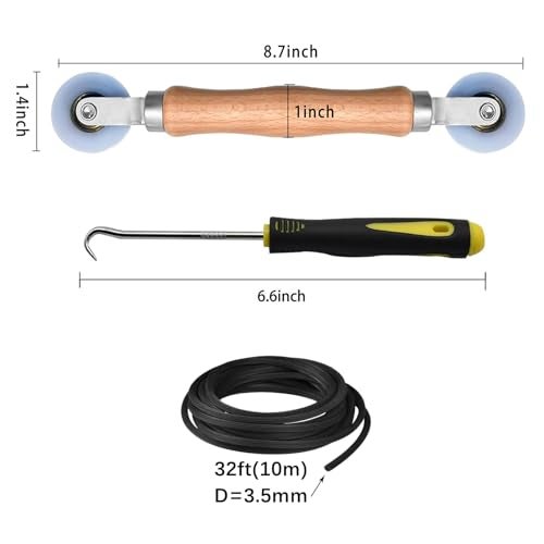 BAYTORY Window Screen Repair Kit, Nylon Roller Tool with Bearing, Spline Removal Hook and 32ft Retainer Spline Replacement for Installing Door Mesh Screens - Image 2
