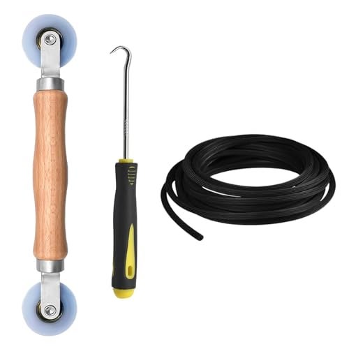 BAYTORY Window Screen Repair Kit, Nylon Roller Tool with Bearing, Spline Removal Hook and 32ft Retainer Spline Replacement for Installing Door Mesh Screens - Image 1