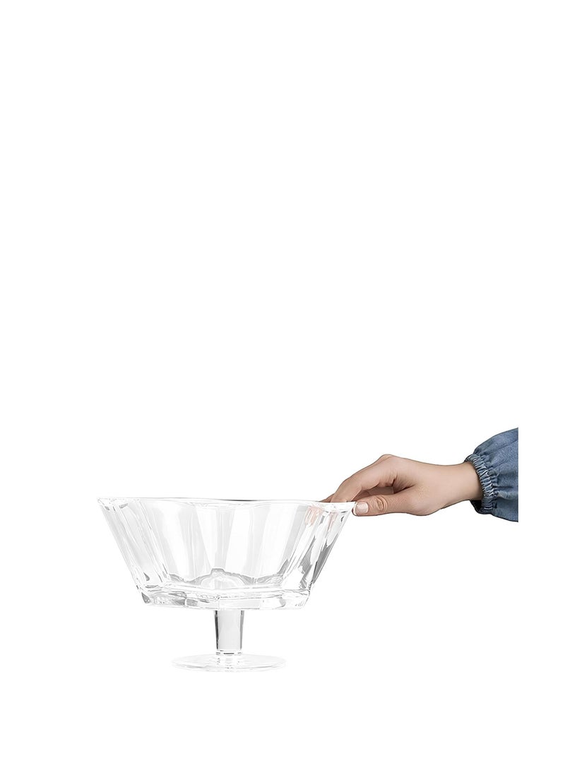 نود وعاء فواكه مستدير ذو قدم عارية (25.6 سم) - انعكاس - صناعة يدوية - زجاج كريستال خالي من الرصاص - صناعة تركية - Image 2