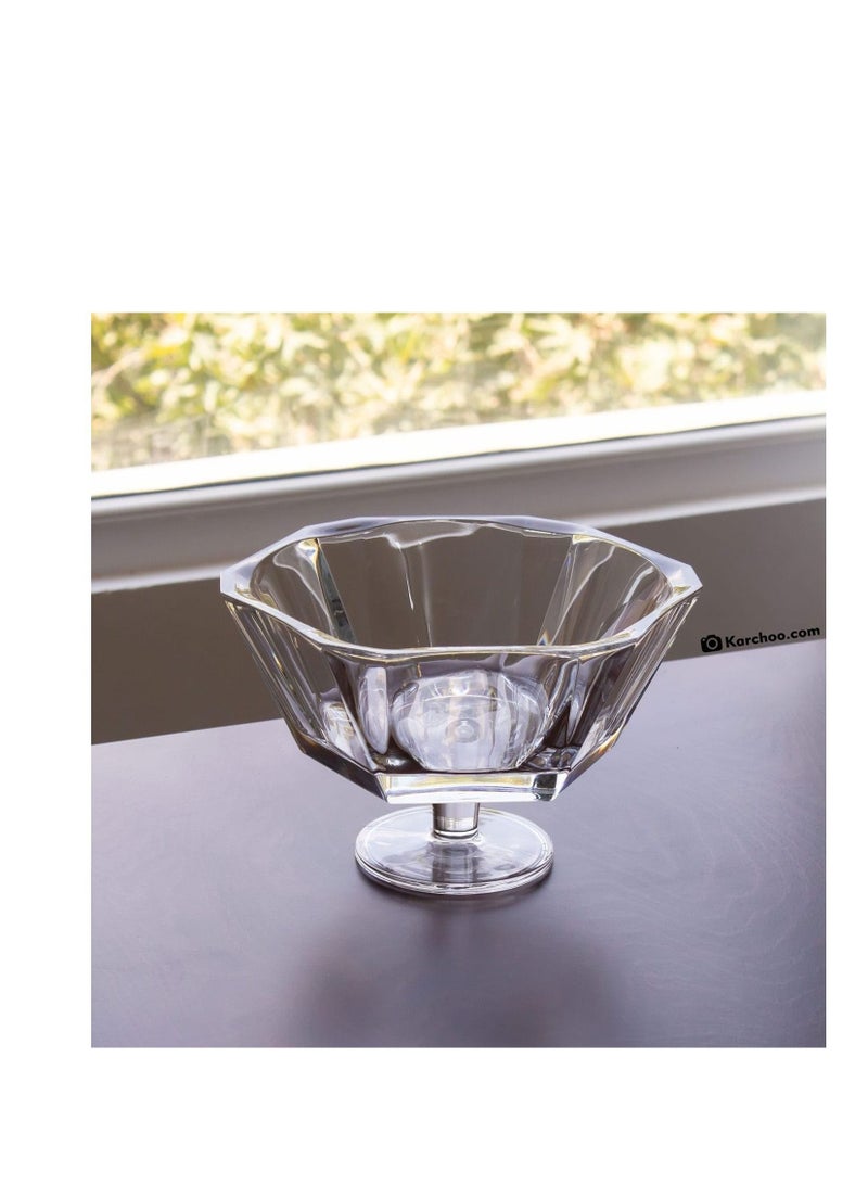 نود وعاء فواكه مستدير ذو قدم عارية (25.6 سم) - انعكاس - صناعة يدوية - زجاج كريستال خالي من الرصاص - صناعة تركية - Image 3