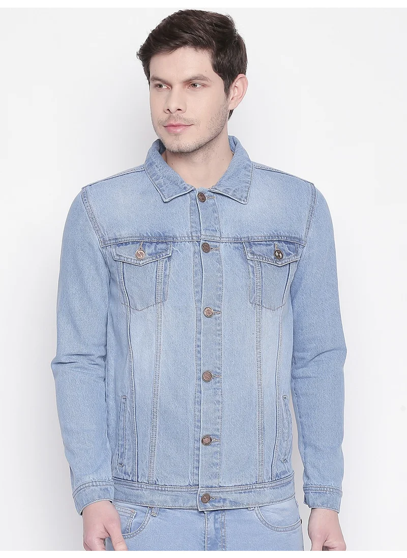 HIGH STAR Men Blue Solid Denim Jacket