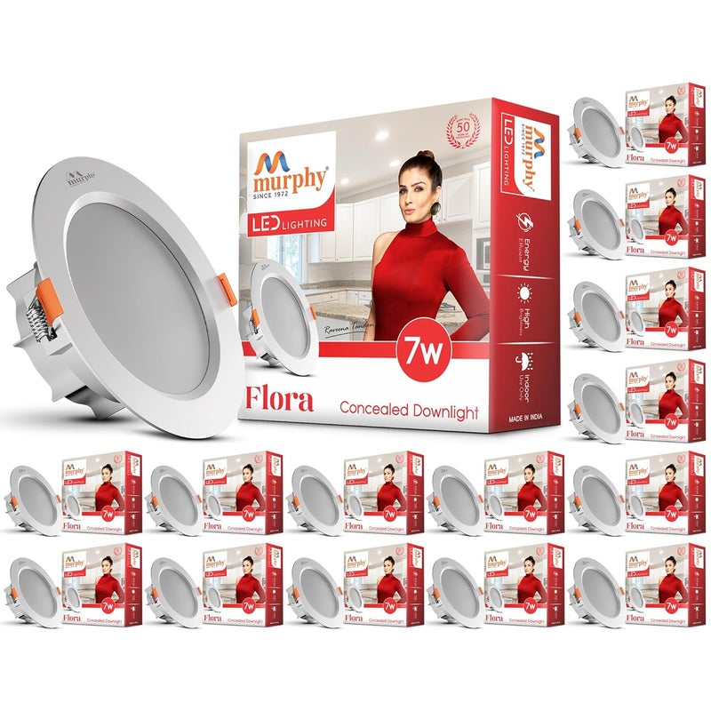 Murphy Flora 7W LED Down Light Cool White Light Round Pack of 15 Recessed Ceiling LED Light Suited for 3 inch Junction Box 2 Years Warranty - Image 1