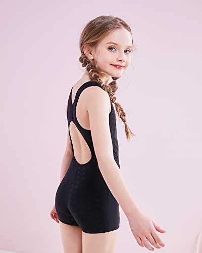 J·E Sterguard J.E Sterguard Athletic Girls' One Piece Swimsuit, Infinity Splice Thick Strap Girls Bathing Suits, Pro for Practice and Competition Black Girl Swimsuits Size 6 1880B - Image 2