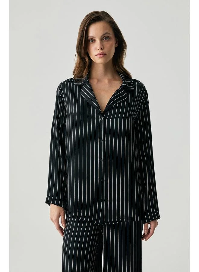 Penye Mood  Viscose satin-textured striped pajama set. for Women | Best Price UAE
