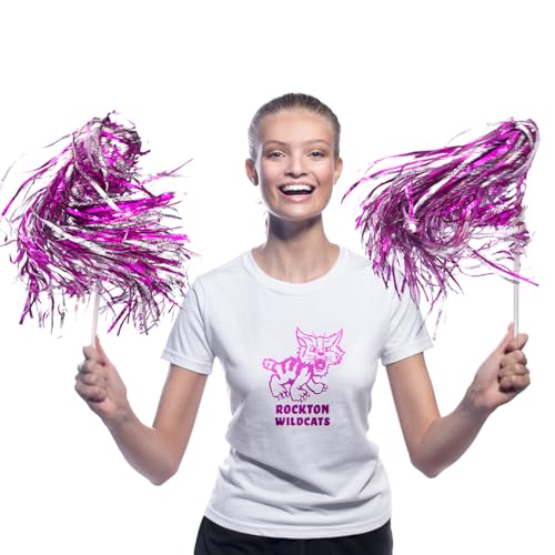 Anderson's Metallic Hot Pink & Silver Foil Textured School Spirit Shakers, Cheerleader Pom Poms, Football, Basketball, Homecoming, Squad, Team, Party, Dance, Club, Performance, Celebration, Pack 10 - Image 3