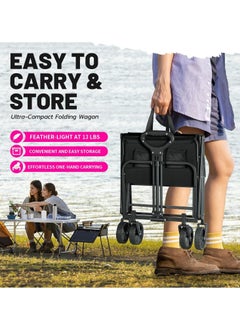 Yoawllty Collapsible Wagon Trolley with All Terrain Wheels and Drink Holders, Portable Large Wagon Trolley for Camping, Shopping, Garden and Beach, Grass, Sand, Fishing(Black)  - Image 5