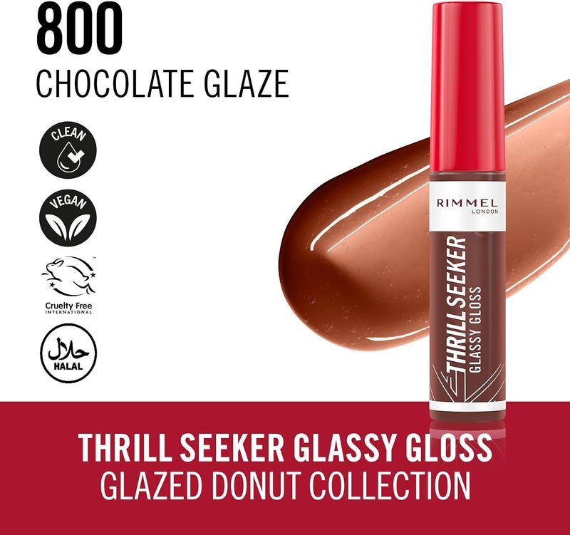 RIMMEL LONDON لميل ثريل سيكر جلاسي جلاس، غلازة الشوكولاتة - 800، 10 مل - Image 4
