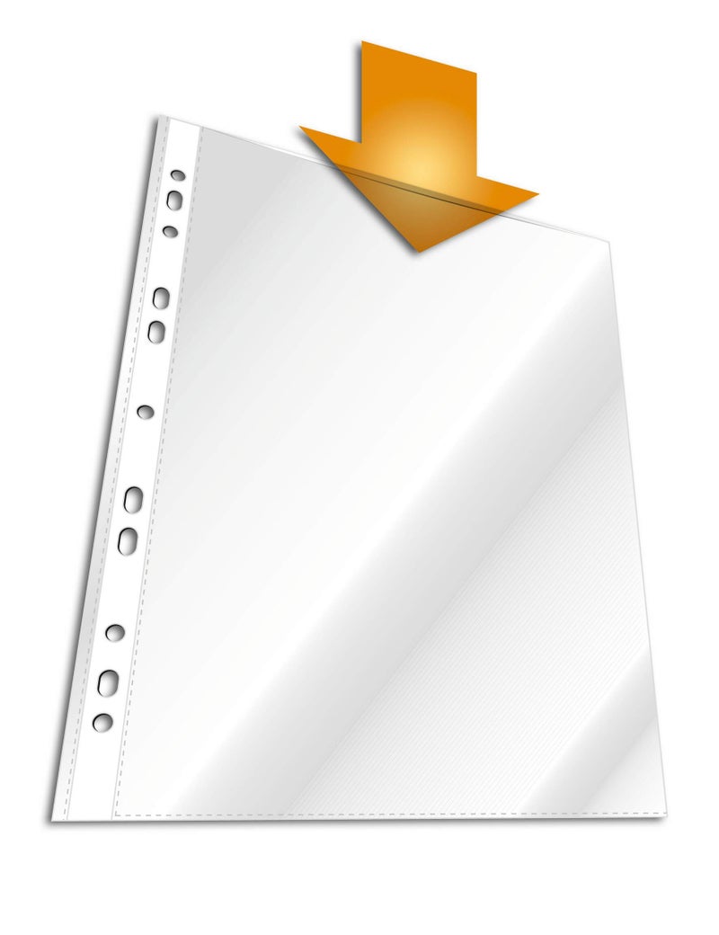 ديورابل ملف مخرم شفاف A4 – حافظ مستندات من بولي بروبيلين صافي، فتحه علوية، ثقوب معززة بمسافات قياسية، حافة مثقبة مقاومة للتمزق، عبوة 100 | موديل 267219 - Image 2