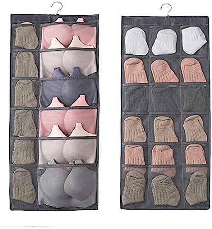 SYSTEMIZE Non Woven Hanging Jewelry Organizer for Storing Stocking Bra Socks Travel Accessories Pack Of 1 Grey - Image 1