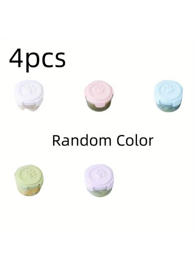 4 قطع من حاويات البهارات البلاستيكية المقاومة للتسرب بأغطية مطبوعة بصمة كف الحيوان بألوان متنوعة - Image 1