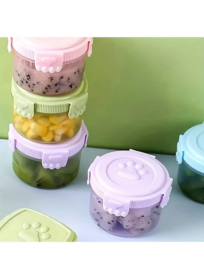 4 قطع من حاويات البهارات البلاستيكية المقاومة للتسرب بأغطية مطبوعة بصمة كف الحيوان بألوان متنوعة - Image 4