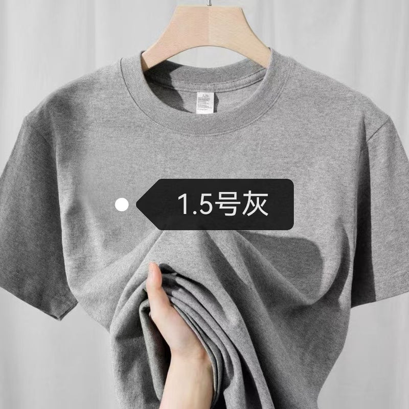 320G Heavy American Short-Sleeved T-Shirt Thick And Impermeable Summer Loose Plus Size Pure Cotton Couples Pure White Half-Sleeved Men And Women - Image 1
