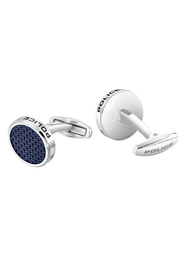 بوليس Sunken Cufflink For Men Stainless Steel With Navy EnamelPEAGC0004601