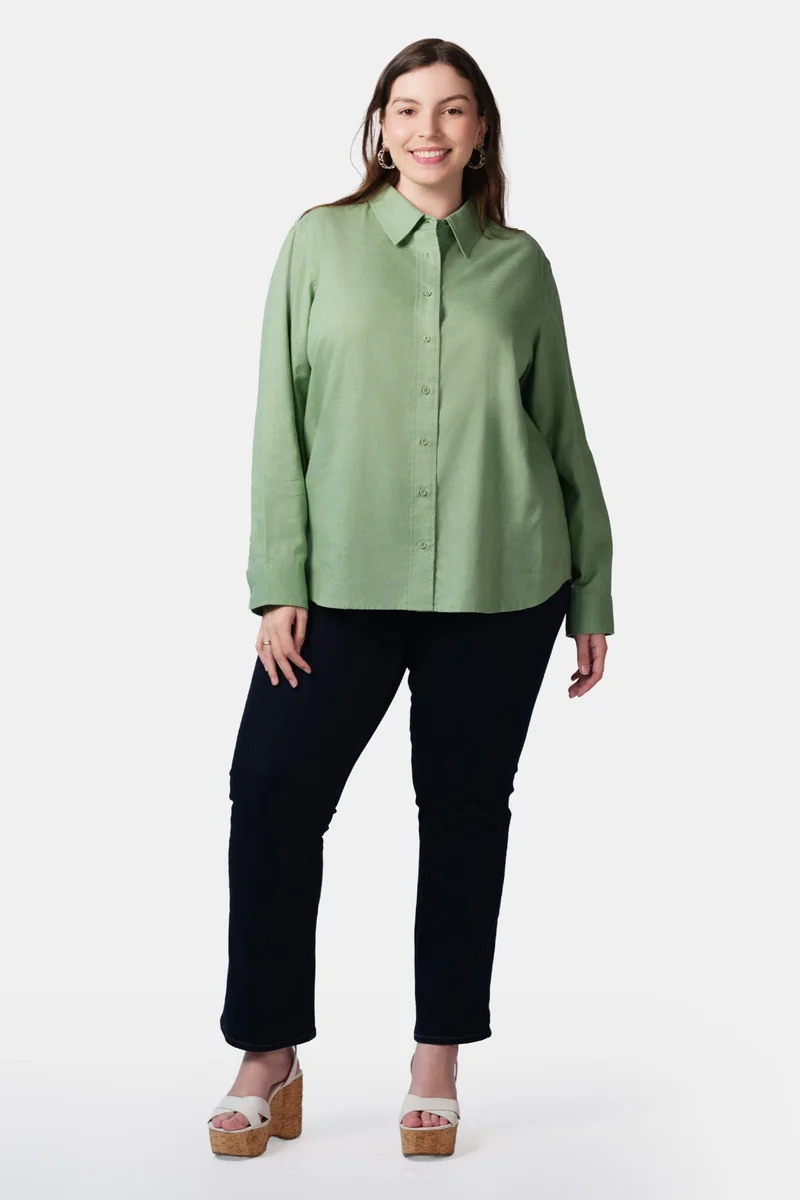 فيرجيو Solid Lyocell Button-Down Plus Size Shirt for Women