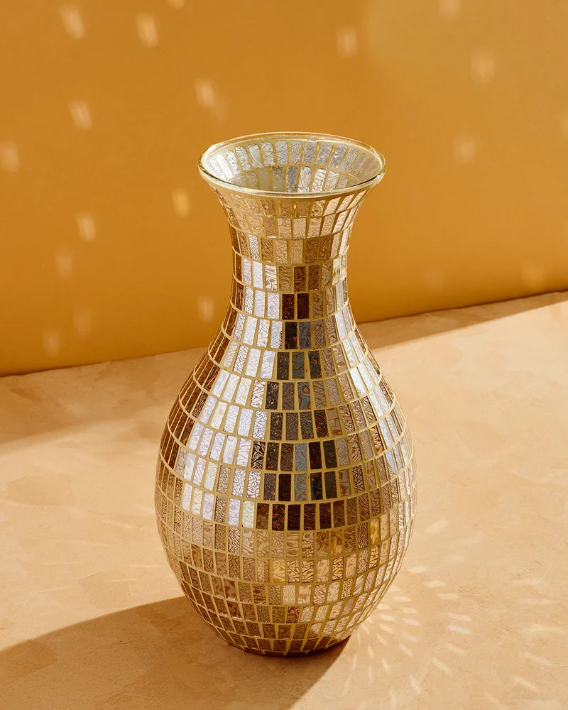 REDTAG Gold Mosaic Glass Vase M 35H x 16D Cm
