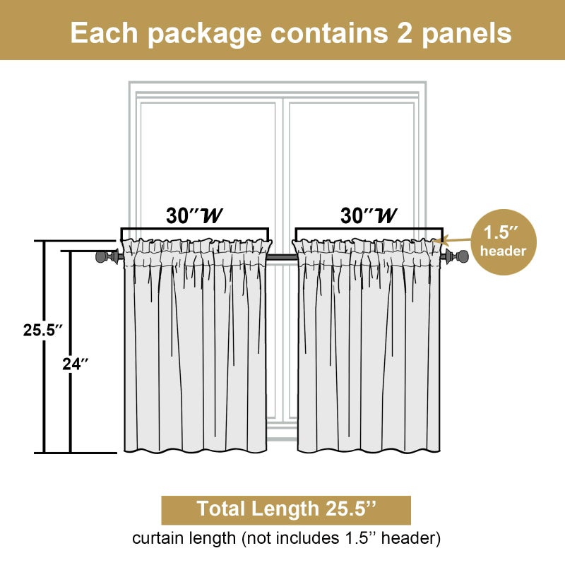 Lecloud Bessie White Curtains 24 Inch Length 2 Panels, Faux Linen Light Filtering Cafe Kitchen Curtains Tiers, Window Treatments for Bedroom Bathroom, Each 30 W x 24 L - Image 5