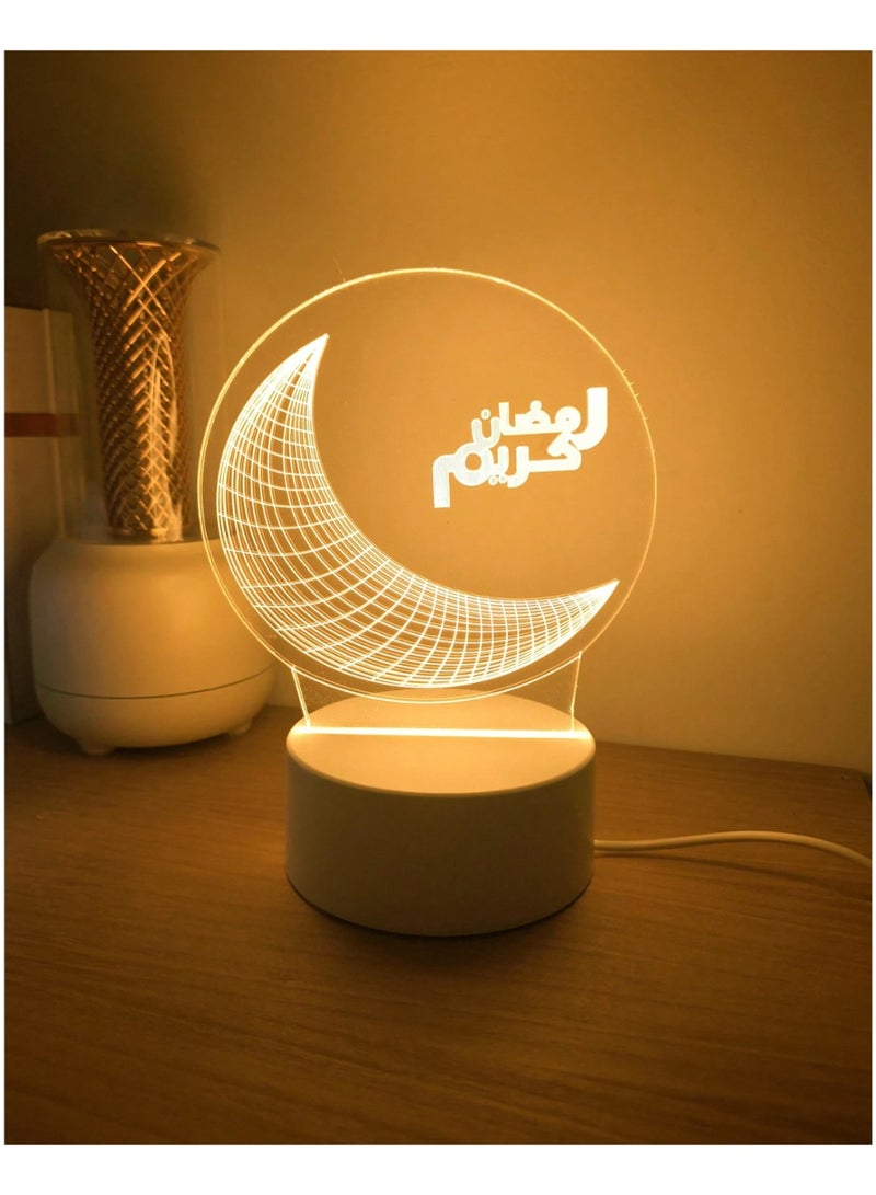 Ramadan night light, 3D moon lamp, LED decorative light, Ramadan decor, moon lamp, warm light lamp, bedroom lighting, home decoration, Ramadan gifts, LED night lamp - Image 1