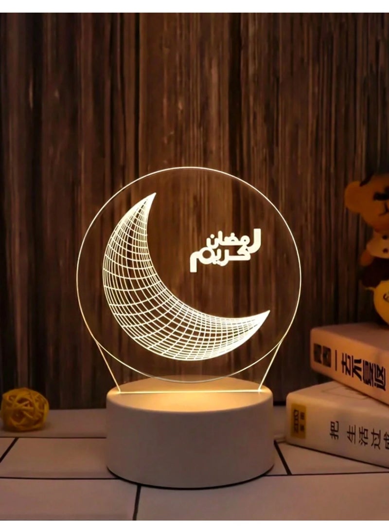 Ramadan night light, 3D moon lamp, LED decorative light, Ramadan decor, moon lamp, warm light lamp, bedroom lighting, home decoration, Ramadan gifts, LED night lamp - Image 4