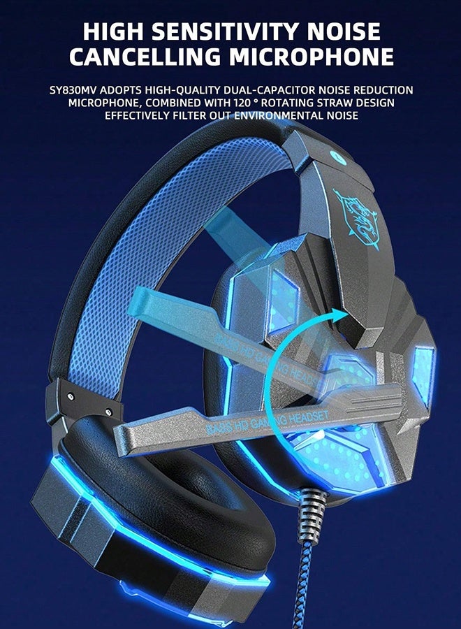 بوليفياز سماعة رأس للألعاب سلكية مع ميكروفون، ضوء LED، صوت محيطي ستيريو، وسائد أذن ناعمة من الذاكرة، إلغاء ضوضاء فوق الأذن - متوافقة مع PS4، PS5، Xbox One، Xbox Series، Nintendo Switch، PC - Image 2