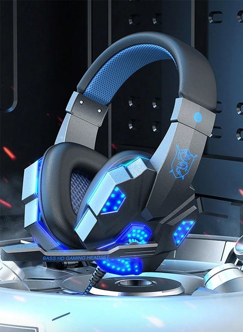 Gaming Headset Wired with Mic, LED Light, Stereo Surround Sound, Soft Memory Earmuffs, Noise Cancelling Over-Ear - Compatible for PS4, PS5, Xbox One, Xbox Series, Nintendo Switch, PC