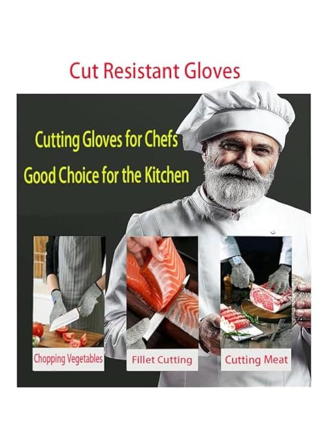 FYLX 2 Pairs Cut Resistant Gloves 4  Cutting Gloves Food Grade Level 5 Protection Kitchen Gloves for Cutting Oyster Shucking Fish Fillet Processing Carving Wood and Gardening - Image 2