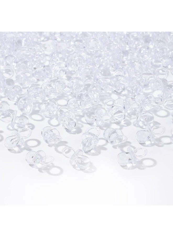 XINHUIDALSQ 150 Mini Acrylic Pacifiers for Baby Shower Girl Game, 0.86 Inch Bulk Chupones para Gender Reveal Party Favors Table Decoration (Clear) - Image 1