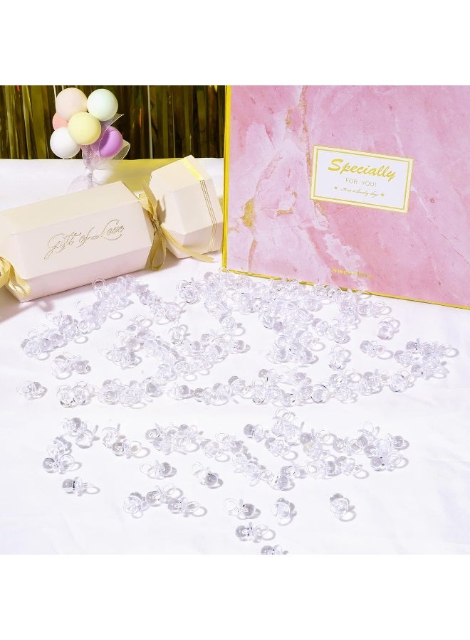 XINHUIDALSQ 150 Mini Acrylic Pacifiers for Baby Shower Girl Game, 0.86 Inch Bulk Chupones para Gender Reveal Party Favors Table Decoration (Clear) - Image 4